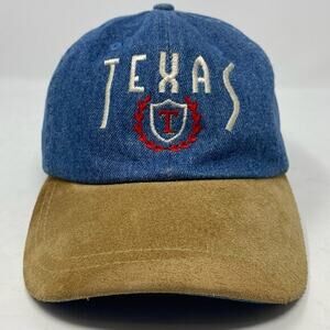 Vtg 90s Falcon Headwear Strapback Cap Texas Embroidery Denim Suede Bill Heritage